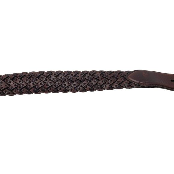 Vtg Brighton Mens Braided Leather Belt 36 Brown Silver Buckle Weaved Country - Picture 9 of 13